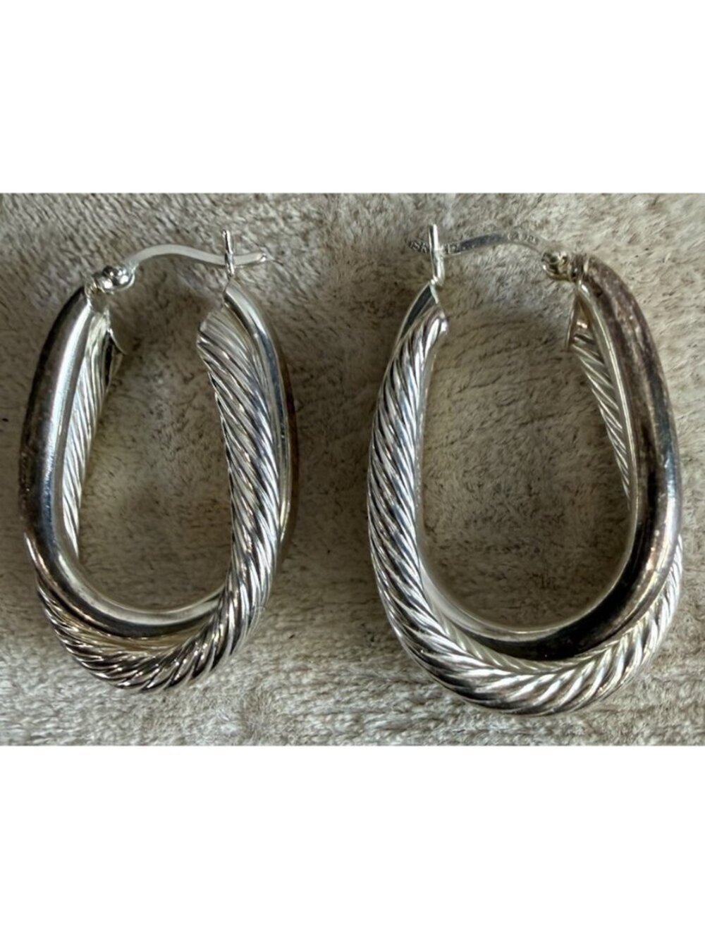 925 Sterling Silver Israel Hoop Earrings Twisted Hoop Women’s 1.25”